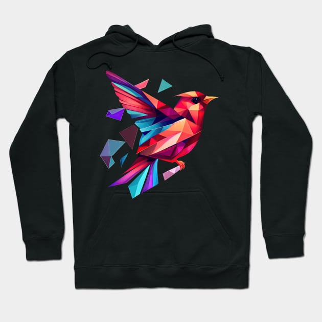 Geometric flying cardinal bird Hoodie by etherElric